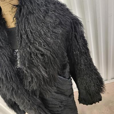 Black Faux Fur Coat 33" Long Size M