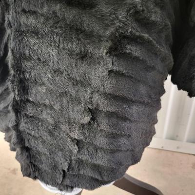 Black Faux Fur Coat 33" Long Size M