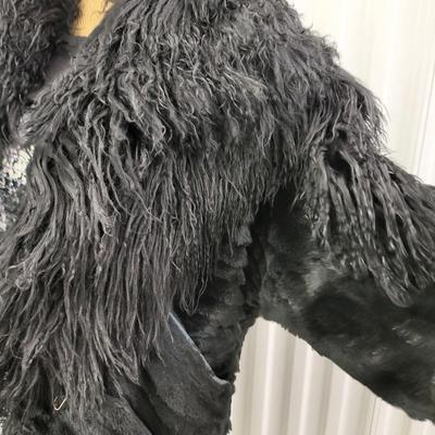Black Faux Fur Coat 33" Long Size M