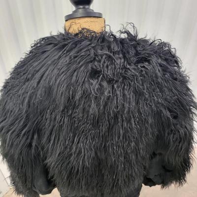 Black Faux Fur Coat 33" Long Size M