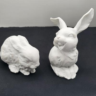 Pair, White Bisque Kaiser Bunnies Unpainted