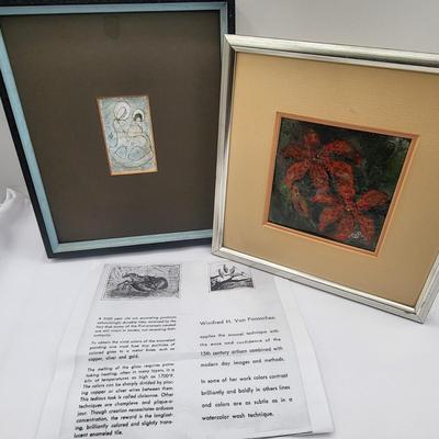 Two Original Framed Enamel Art Winifred H. Van Paasschen, Mercer Island