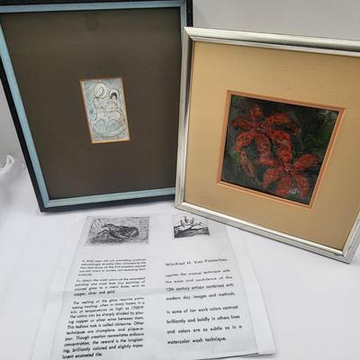 Two Original Framed Enamel Art Winifred H. Van Paasschen, Mercer Island