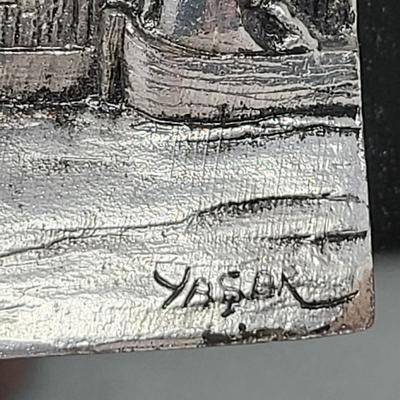3-D Raised Art Signed Yasar Mounted On Smoky Mirrored & Wood Frame