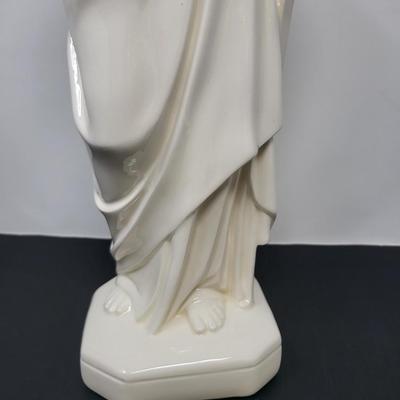 Vintage Glazed Ceramic Jesus Statue 15.5"