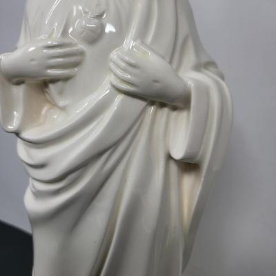 Vintage Glazed Ceramic Jesus Statue 15.5"