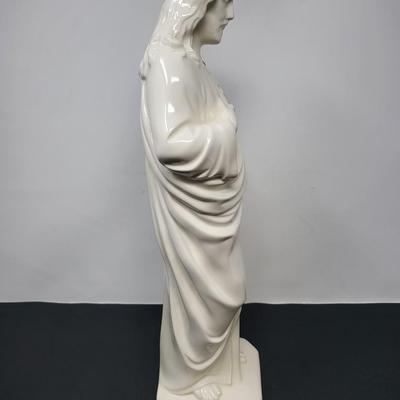 Vintage Glazed Ceramic Jesus Statue 15.5"