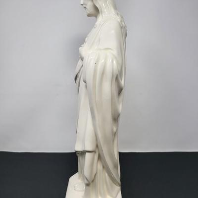 Vintage Glazed Ceramic Jesus Statue 15.5"