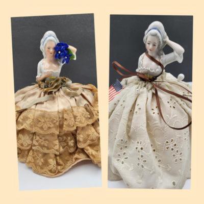 Early 1900's Antique Porcelain Sewing/Pin Cushion Dolls