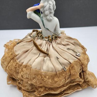 Early 1900's Antique Porcelain Sewing/Pin Cushion Dolls
