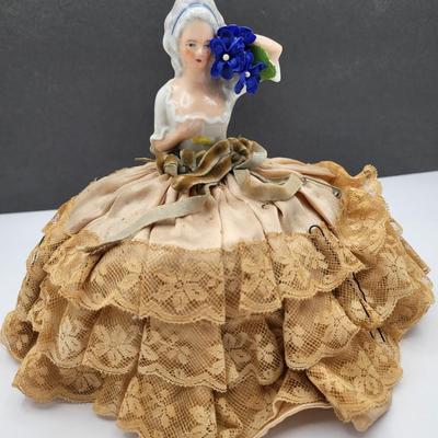 Early 1900's Antique Porcelain Sewing/Pin Cushion Dolls