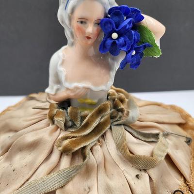 Early 1900's Antique Porcelain Sewing/Pin Cushion Dolls