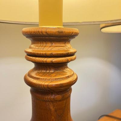 2 Wood Base Vintage Table Lamps