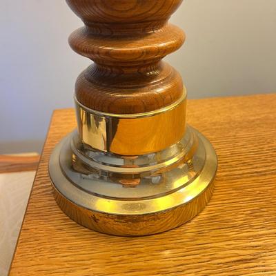 2 Wood Base Vintage Table Lamps
