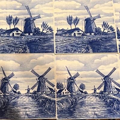 10 Delft Blue Hand Painted Tiles Made in Holland