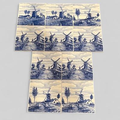 10 Delft Blue Hand Painted Tiles Made in Holland
