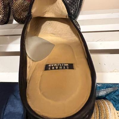 3 Pairs Stuart Weitzman Women's Snakeskin Mules Shoes Sz 9.5