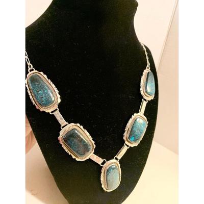 Large Benjamin Boyd Navajo Jewelry Turquoise Sterling Silver Necklace