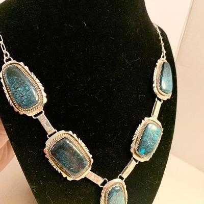 Large Benjamin Boyd Navajo Jewelry Turquoise Sterling Silver Necklace
