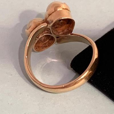14k Yellow Gold w/ Inset Pearls Estate Ring - Size approx. 8 ~6.5 grams