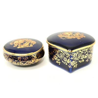 Set of 2 Miniature Limoges Trinket Boxes