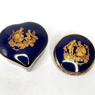 Set of 2 Miniature Limoges Trinket Boxes