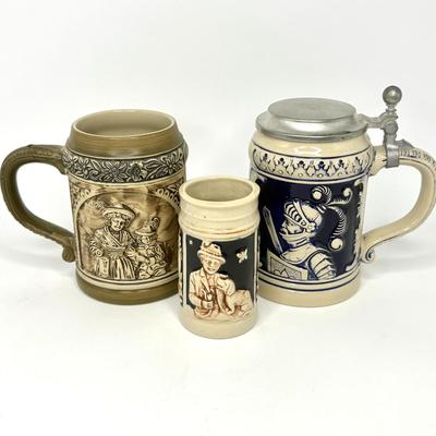 Lot of 3 Vintage Steins