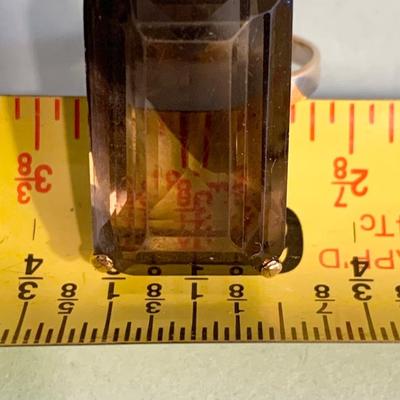 Large 14k Yellow Gold w/Amber Stone Estate Ring - Size 8