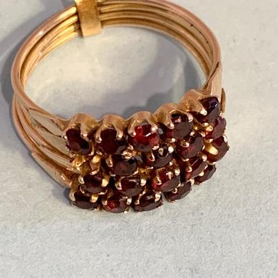 14k Yellow Gold 19 Stone Estate Ring - Size 9