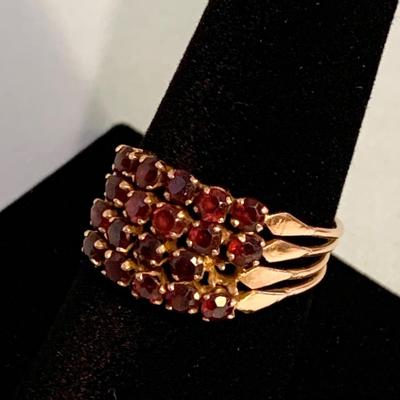 14k Yellow Gold 19 Stone Estate Ring - Size 9
