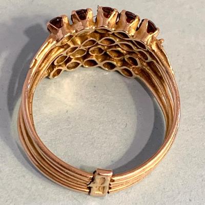 14k Yellow Gold 19 Stone Estate Ring - Size 9