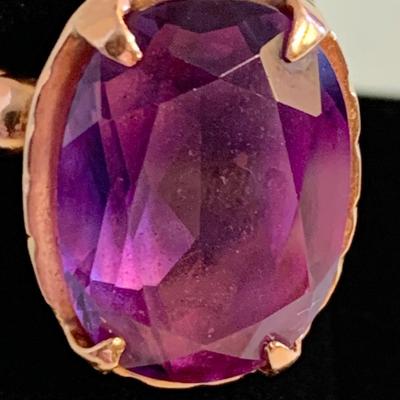14k Yellow Gold Estate Ring w/ Large Stone - Size 8.5 - 10.4 grams
