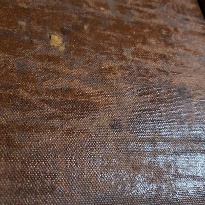 Vintage English Canvas/Wood Trim Trunk (1020BR-KD)