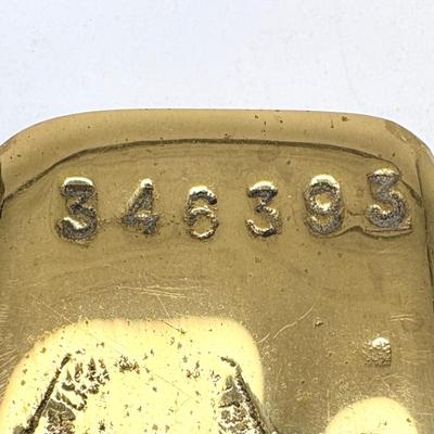 Vintage 1970s MONIQUE GERBER Bronze Fake Gold Bar Paperweight