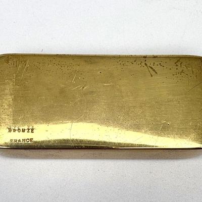 Vintage 1970s MONIQUE GERBER Bronze Fake Gold Bar Paperweight