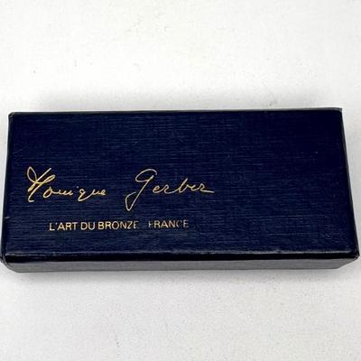 Vintage 1970s MONIQUE GERBER Bronze Fake Gold Bar Paperweight