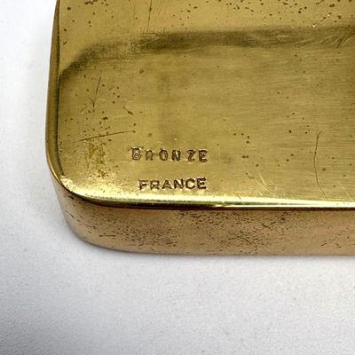 Vintage 1970s MONIQUE GERBER Bronze Fake Gold Bar Paperweight