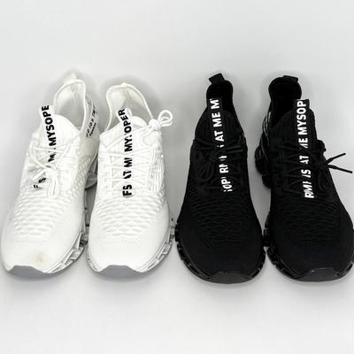2 Pairs of Brand New Tennis Shoes - Black and White