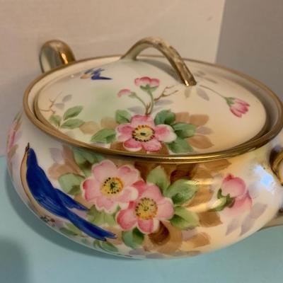 Early 1900s Morimura Brothers Nippon Covered Dish Blue Birds
