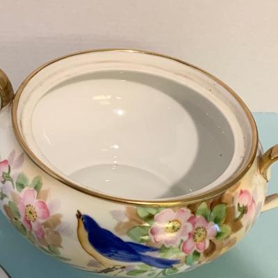 Early 1900s Morimura Brothers Nippon Covered Dish Blue Birds