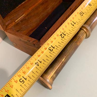 Brass Telescope In Wood Box