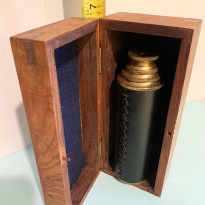 Brass Telescope In Wood Box