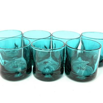 Seven Mini Aqua Blue Shot Glasses