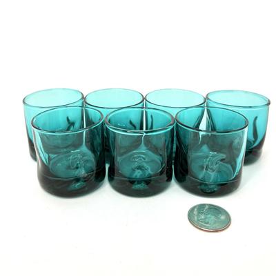 Seven Mini Aqua Blue Shot Glasses