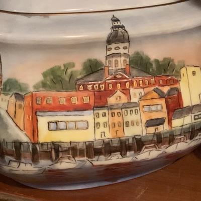 Vintage Maryland Political Gift Hand Painted Annapolis Tea Set / Soup Tureen