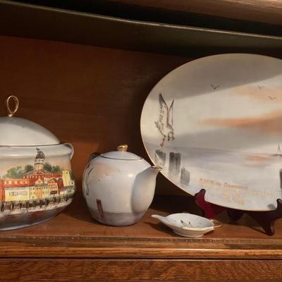 Vintage Maryland Political Gift Hand Painted Annapolis Tea Set / Soup Tureen