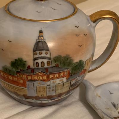 Vintage Maryland Political Gift Hand Painted Annapolis Tea Set / Soup Tureen