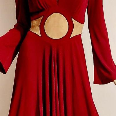 Vtg Iconic Mr. Boots 60s High Low Wine Maxi dress