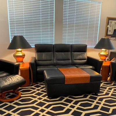 11 piece Ekornes complete living room set leather Stressless