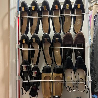 Lot of 9 Pairs Ferragamo Shoes Women's Sz 9, 9.5, 10